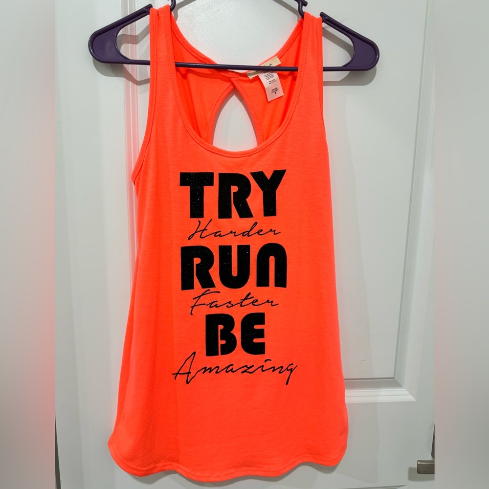 Women's Neon Orange Graphic Tank Top